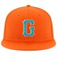 Custom Orange Aqua-White Stitched Adjustable Snapback Hat